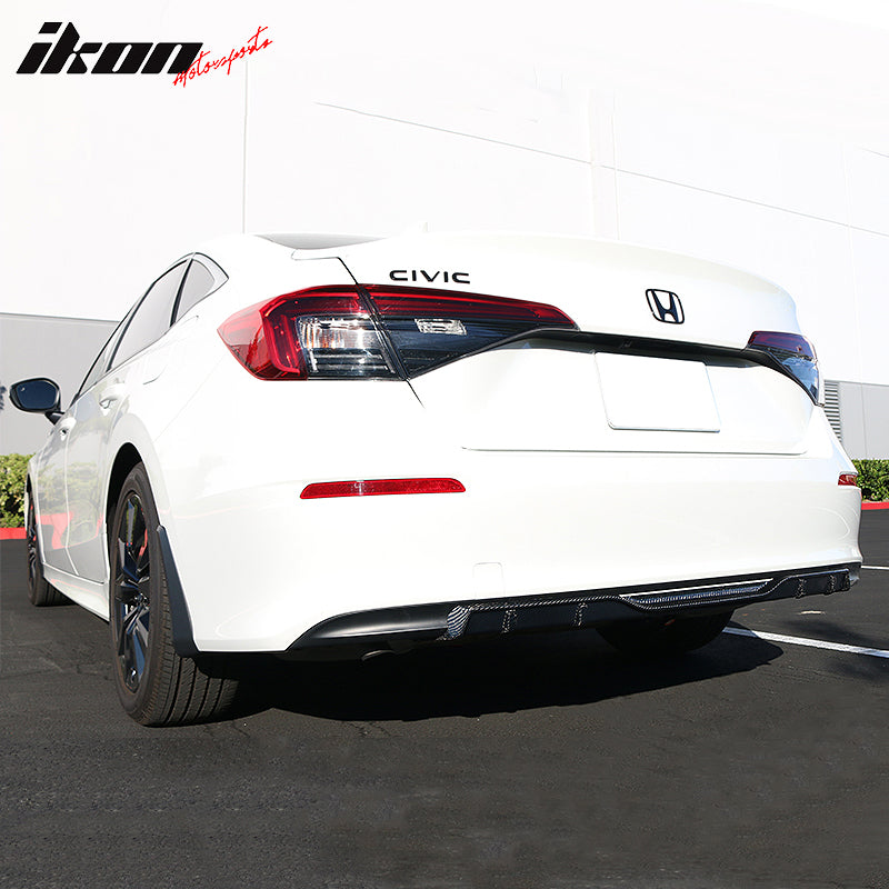 Fits 22-26 Honda Civic Sedan HPD Style Carbon Fiber Rear Bumper Lip Diffuser Fin