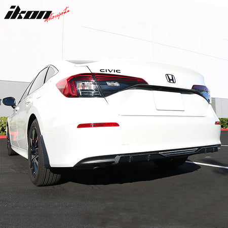 Fits 22-26 Honda Civic Sedan HPD Style Carbon Fiber Rear Bumper Lip Diffuser Fin