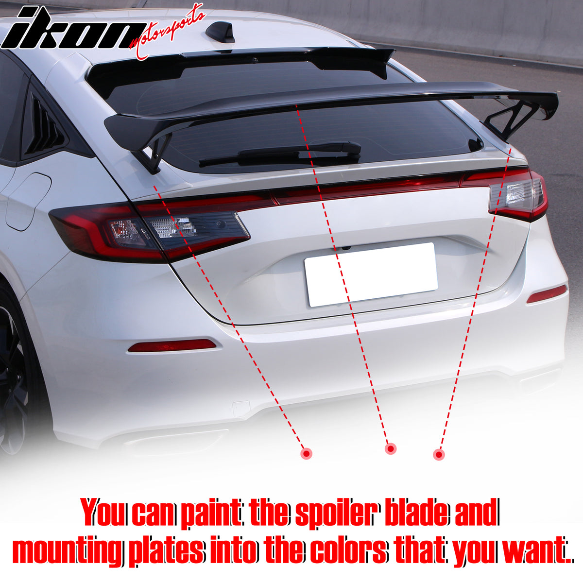 Fits 22-26 Honda Civic Hatchback Type-R Unpainted Trunk Spoiler Mounting Plates