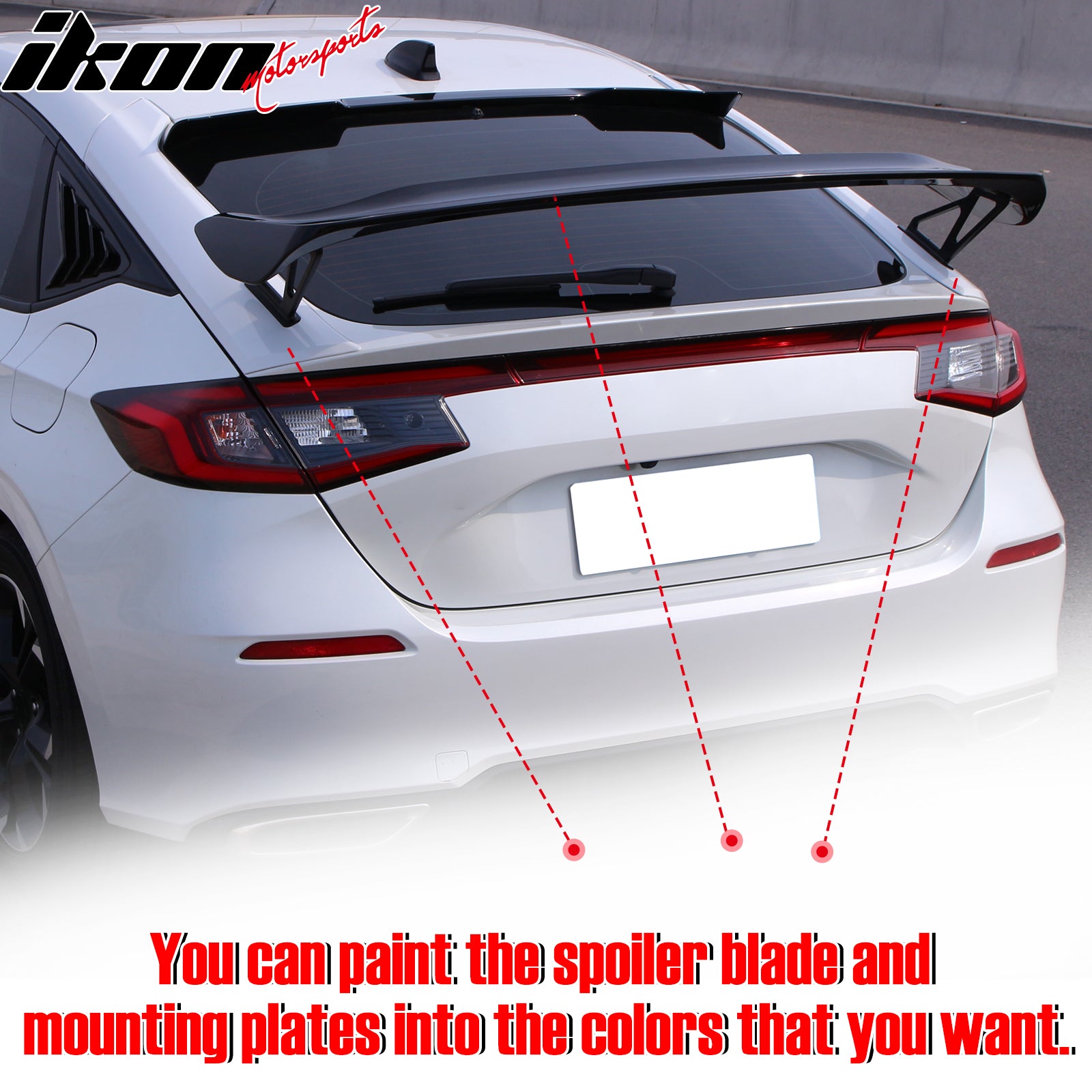 Fits 22-26 Honda Civic Hatchback Type-R Unpainted Trunk Spoiler Mounting Plates