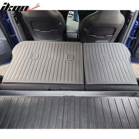IKON MOTORSPORTS, Rear Seat Protector Backrest Cover Compatible With 2022-2025 Kia EV6, Black XPE Waterproof Seat Back Liners Mat Pad Interior Accessories 2 Pieces