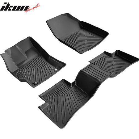 IKON MOTORSPORTS 3D Molded TPE Floor Mats, Compatible with 2022-2026 Toyota Corolla Cross AWD Only, Black All Weather Waterproof Anti-Slip Floor Liners, Front 2nd Row Interior Accessories 3PCS