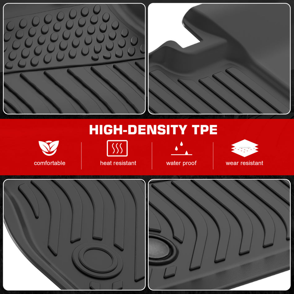 IKON MOTORSPORTS 3D TPE Floor Mats, Compatible with 2022-2025 BMW I20 IX, All Weather Waterproof Non-Slip Floor Liners, Front & 2nd Row Full Set Interior Accessories, Black