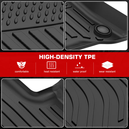 IKON MOTORSPORTS 3D TPE Floor Mats, Compatible with 2022-2025 Mercedes-Benz X243 EQB 250+/EQB 300/EQB 350 5-Seats, All Weather Waterproof Floor Liners, Front & 2nd Row Interior Accessories, Black