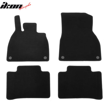 IKON MOTORSPORTS, Nylon Car Floor Mats Compatible with 2022-2025 Mercedes-Benz EQS Sedan V297, OE Fitment Style Black Driver Passenger Car Carpets, Front Rear 4PCS Full Set