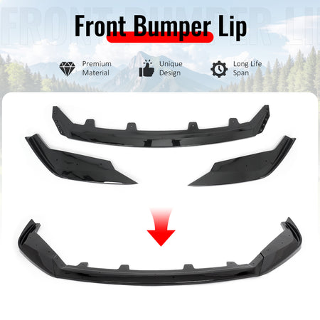 Fits 22-25 Lexus IS500 F Sport Ikon Style Front Bumper Lip Gloss Black PP 3PCS
