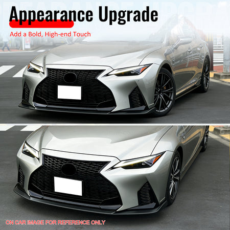 Fits 22-25 Lexus IS500 F Sport Ikon Style Front Bumper Lip Gloss Black PP 3PCS
