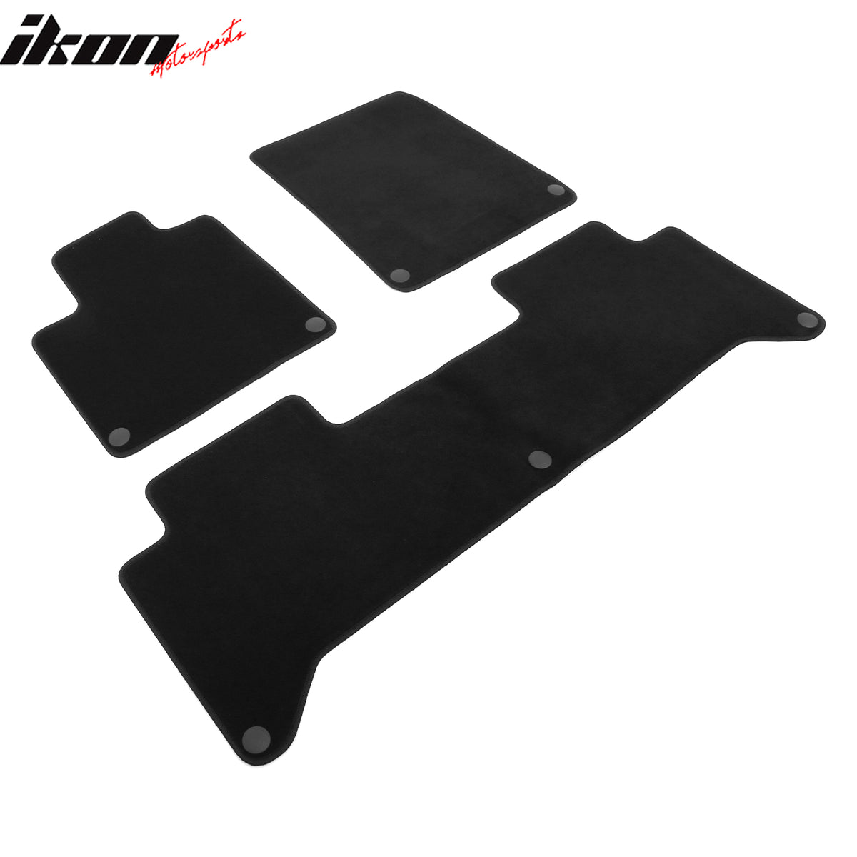 IKON MOTORSPORTS, Nylon Car Floor Mats Compatible with 2022-2025 Rivian R1T, OE Fitment Style Black Driver Passenger Car Carpets, Front Rear 3PCS Full Set