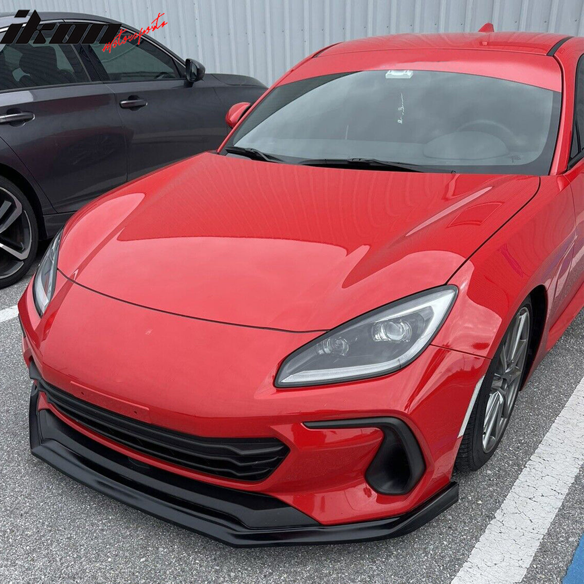 IKON MOTORSPORTS, Front Lip& Rear Diffuser& Side Skirts Compatible With 2022-2025 Subaru BRZ Coupe 2-Door, Unpainted Black PU Lower Bumper Spoiler Air Dam Chin Splitter + Side Rocker Panel Body Kit