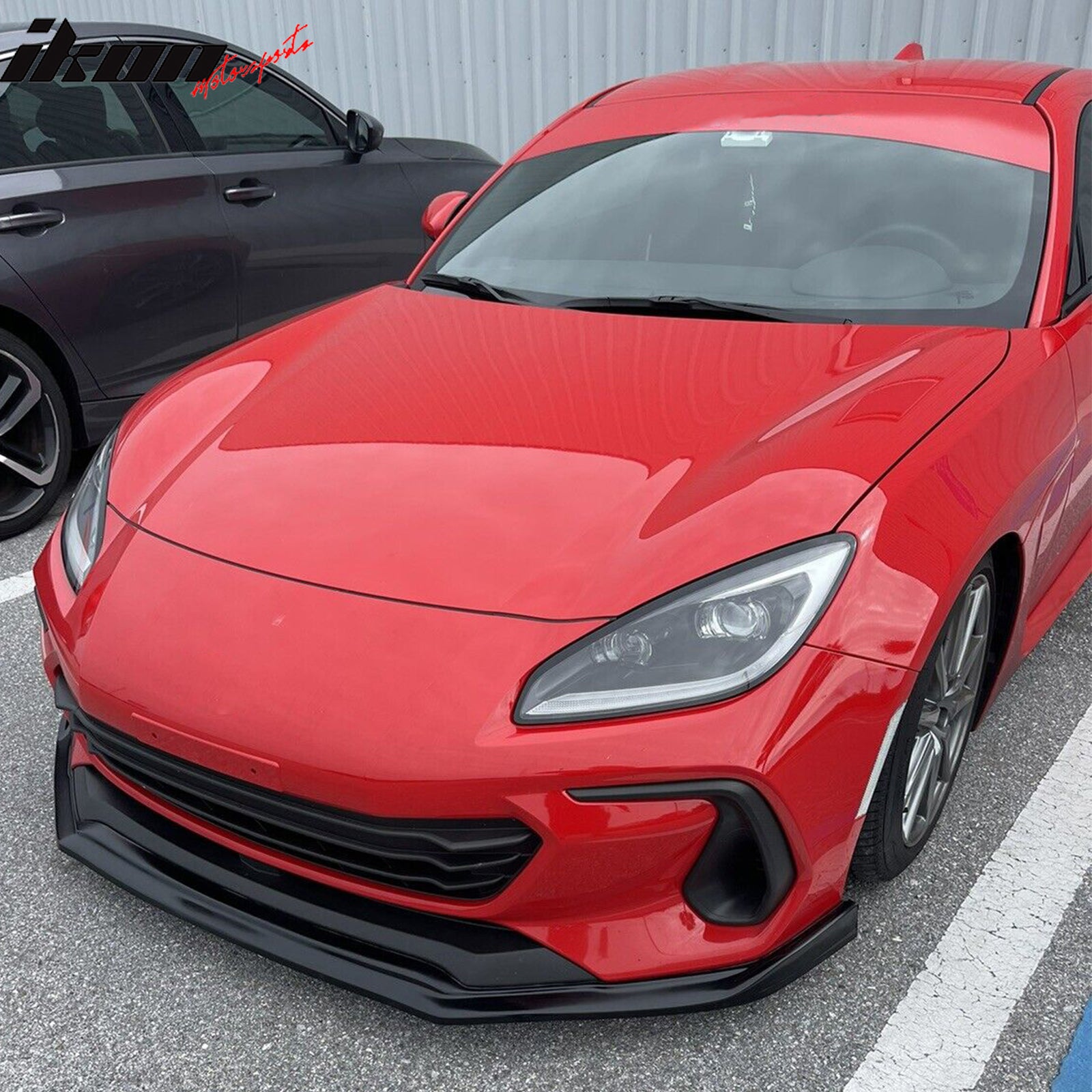 IKON MOTORSPORTS, Front Lip& Rear Diffuser& Side Skirts Compatible With 2022-2025 Subaru BRZ Coupe 2-Door, Unpainted Black PU Lower Bumper Spoiler Air Dam Chin Splitter + Side Rocker Panel Body Kit