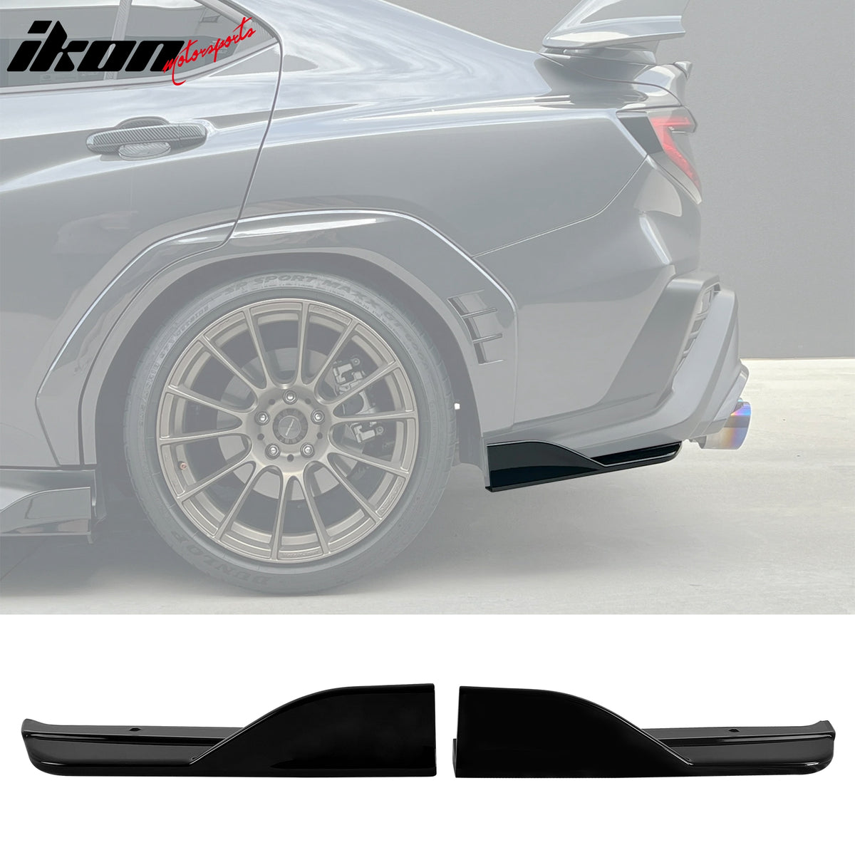 Fits 22-25 Subaru WRX Front Bumper Lip + Side Skirts + Rear Aprons Gloss Black