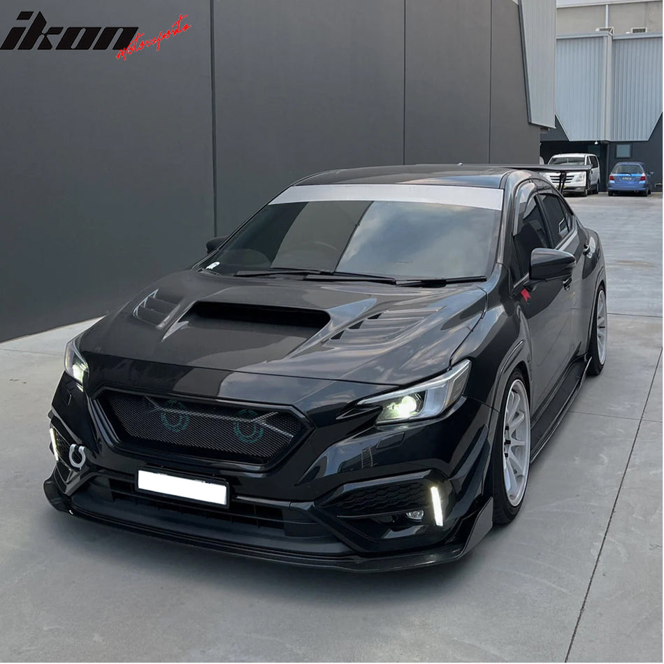 IKON MOTORSPORTS Fog Light Cover / Trim, Compatible with 2022-2025 Subaru WRX VB, OE Style Black PP Polypropylene Fog Lamp Decoration Bezel W/LED Turn Signal DRL, 1 Pair