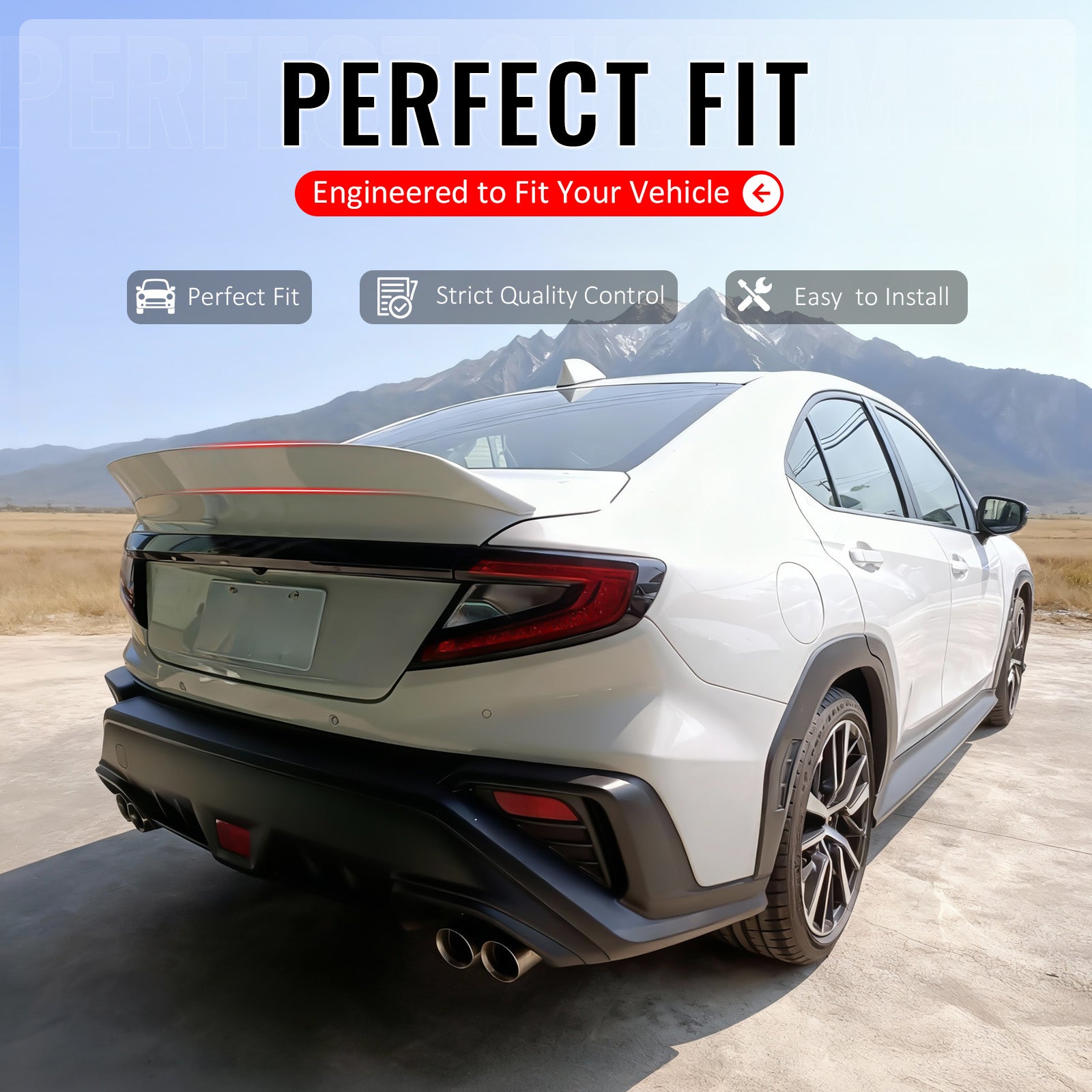 IKON MOTORSPORTS, Trunk Spoiler Compatible with 2022-2026 Subaru WRX VB 5th Sedan 4-Door, DTO Style Primer Black ABS Plastic Rear Trunk Lid Spoiler Wing Lip