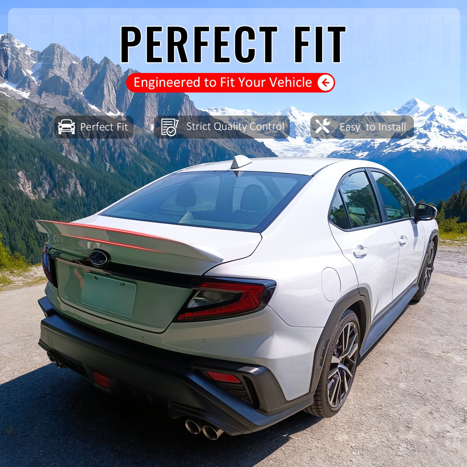 IKON MOTORSPORTS, Trunk Spoiler Compatible with 2022-2026 Subaru WRX VB 5th Sedan 4-Door, DTO Style Gloss Black ABS Plastic Rear Trunk Lid Spoiler Wing Lip