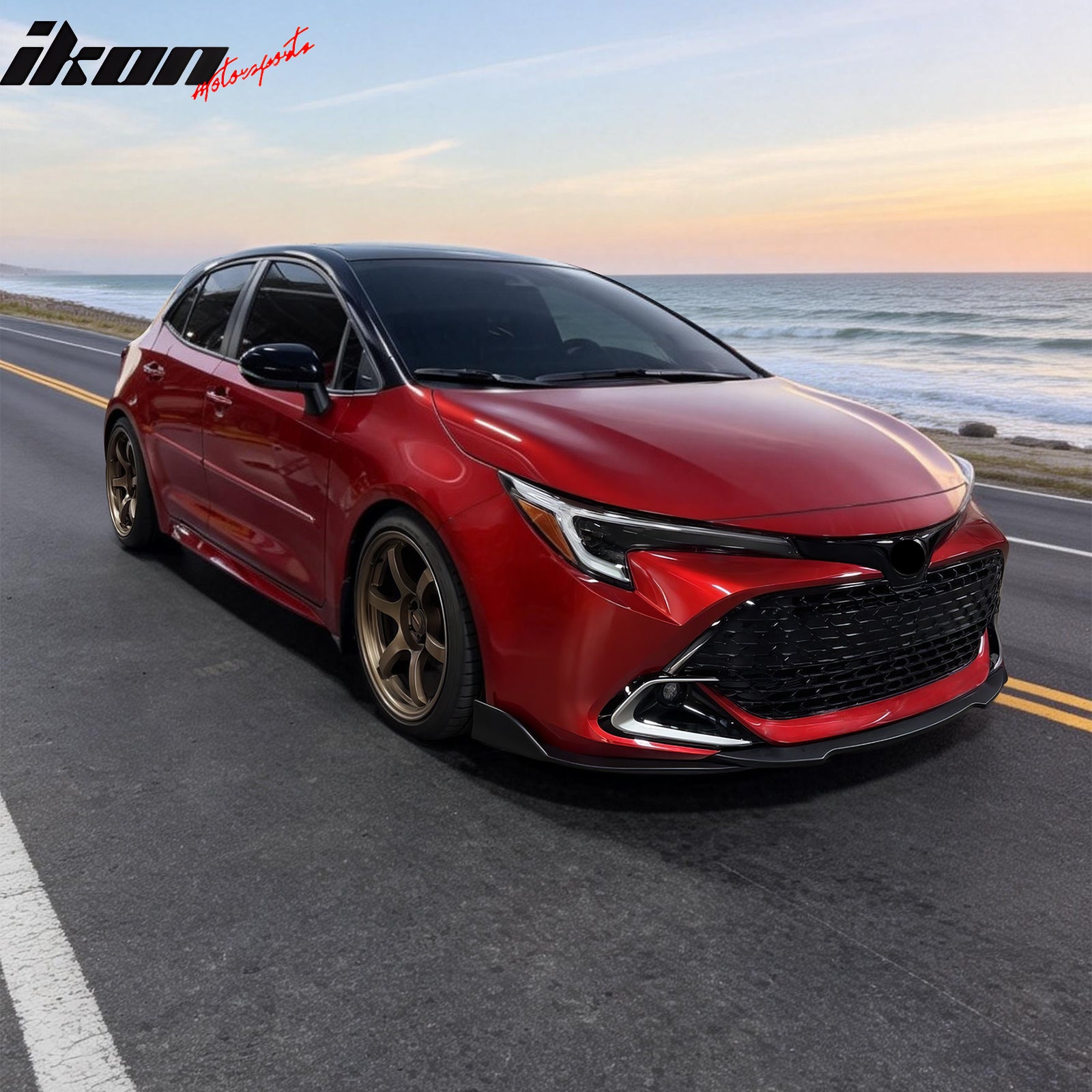 Fits 22-25 Toyota Corolla Auris E210 Hatchback 3PCS Front Bumper Lip Matte Black