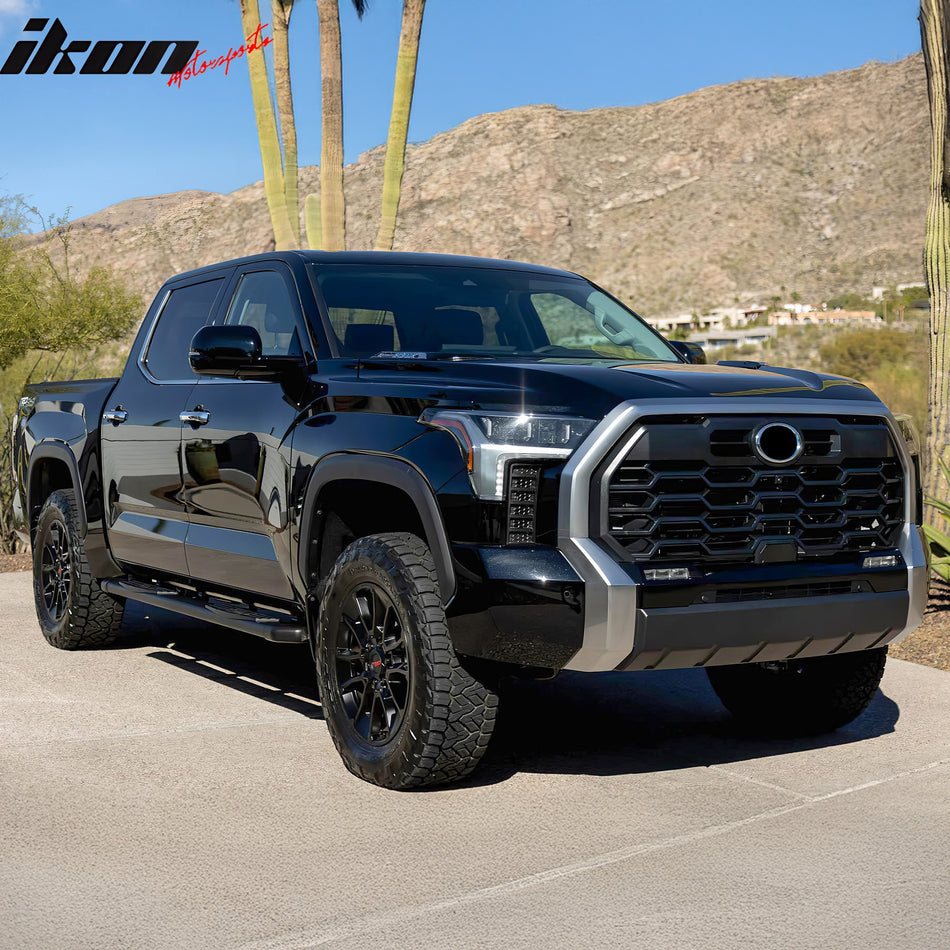 IKON MOTORSPORTS Fender Flares Compatible with 2022-2026 Toyota Tundra All Models, OE Style PP Injection Textured Black Wheel Flare Cover Protector Set Replacement, 4 Pcs, Front & Rear