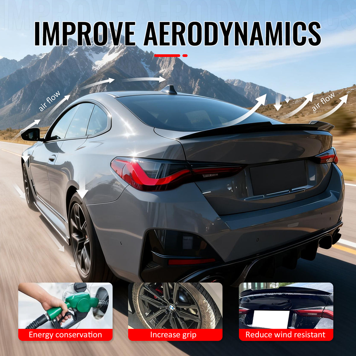 Fits 22-25 BMW G26 4-Series Gran Coupe & i4 M4 Style Trunk Spoiler Gloss Black