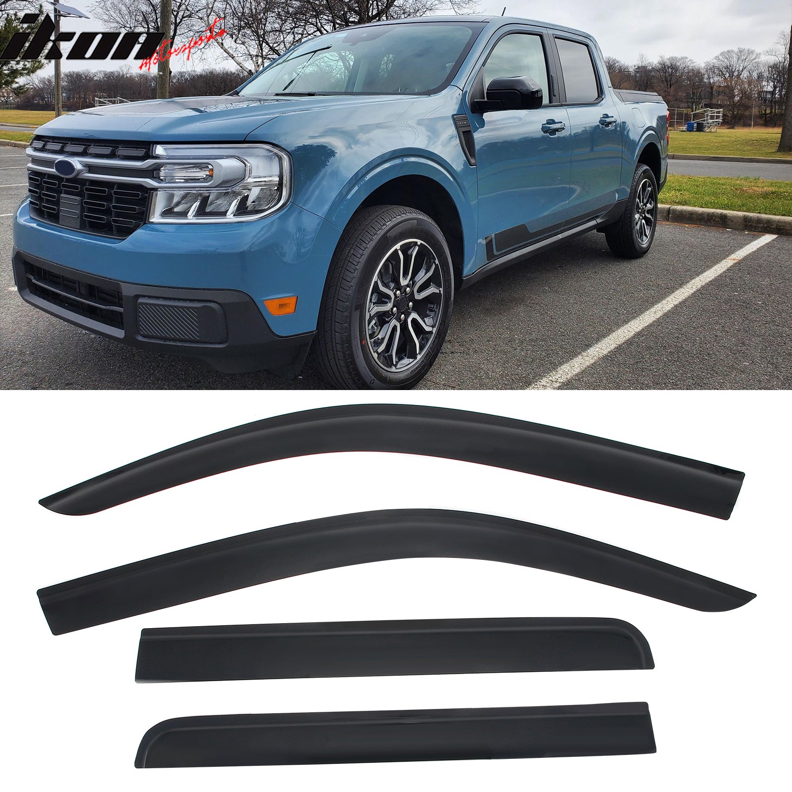 Fits 22-26 Ford Maverick Low Profile Style Tape-On Window Visors