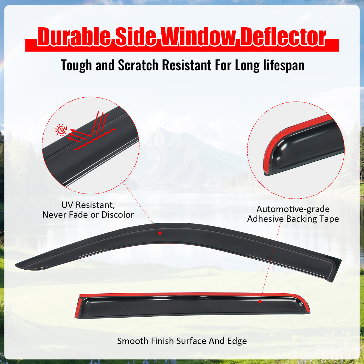 Fits 22-25 Ford Maverick Slim Window Visors Acrylic Sun Shade Rain Guard 4PCS