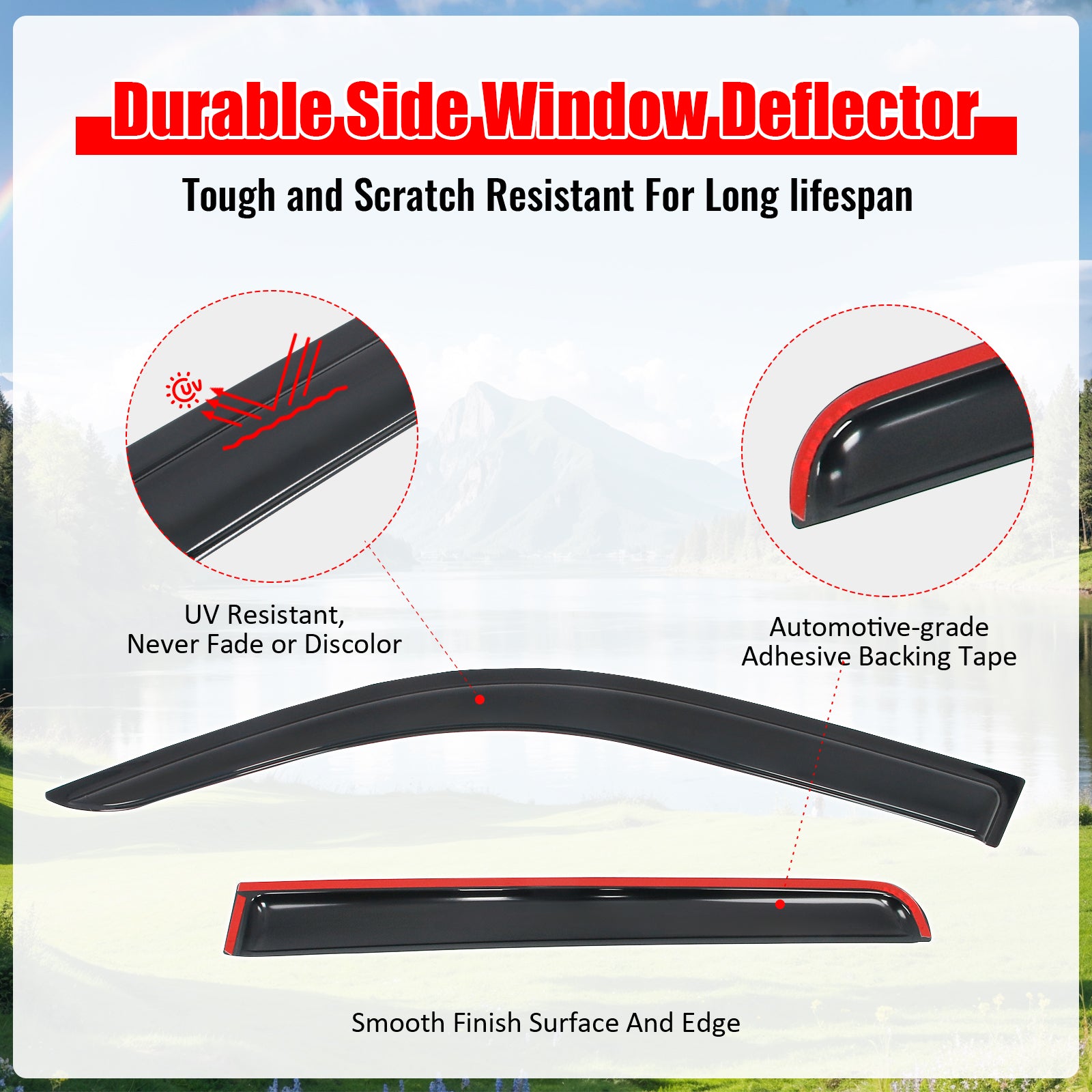 Fits 22-25 Ford Maverick Slim Window Visors Acrylic Sun Shade Rain Guard 4PCS