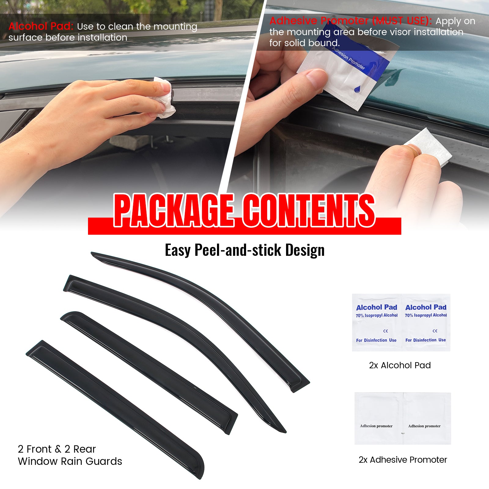 Fits 22-25 Ford Maverick Slim Window Visors Acrylic Sun Shade Rain Guard 4PCS