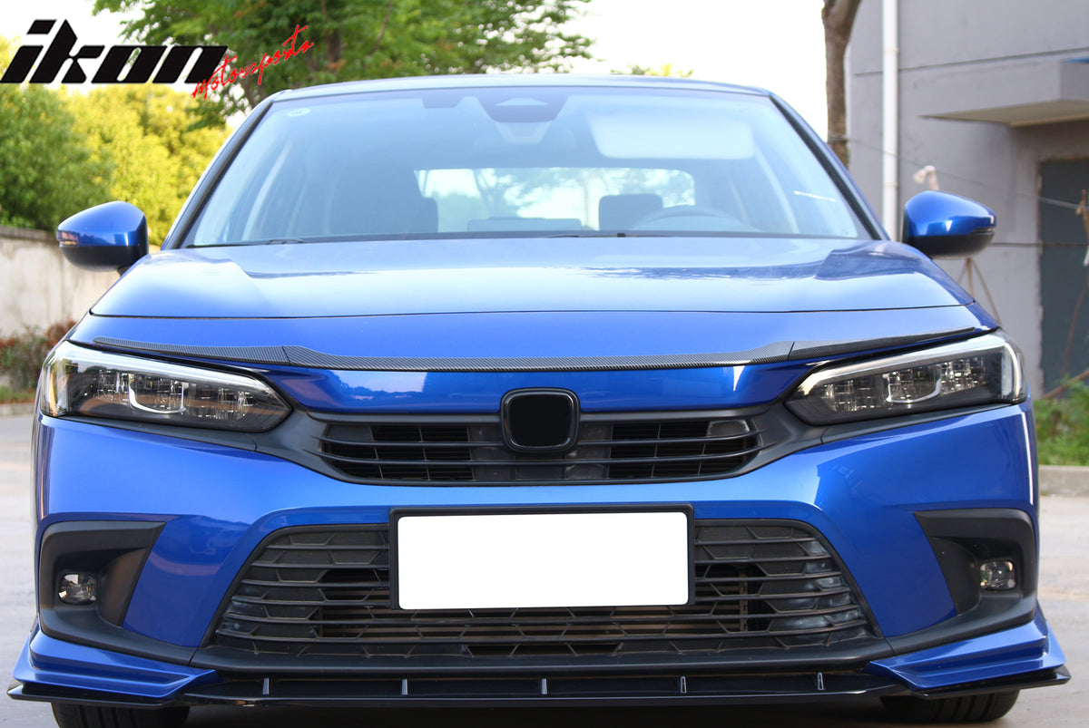 Fits 22-26 Honda Civic MD Style 3PCS Hood Bonnet Grille Trim Carbon Fiber Print