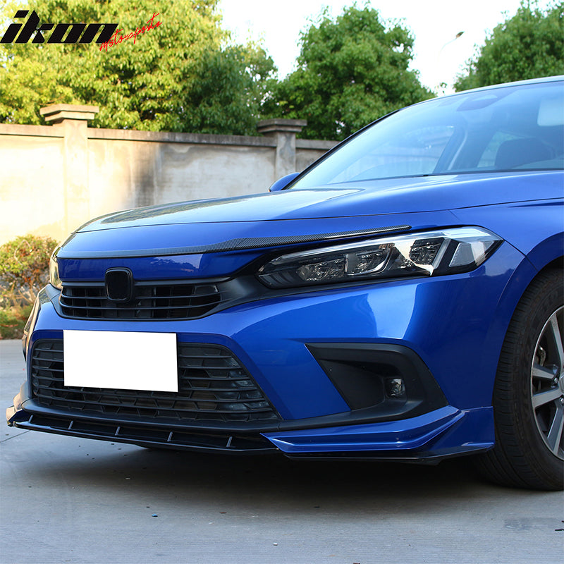 Fits 22-26 Honda Civic MD Style 3PCS Hood Bonnet Grille Trim Carbon Fiber Print