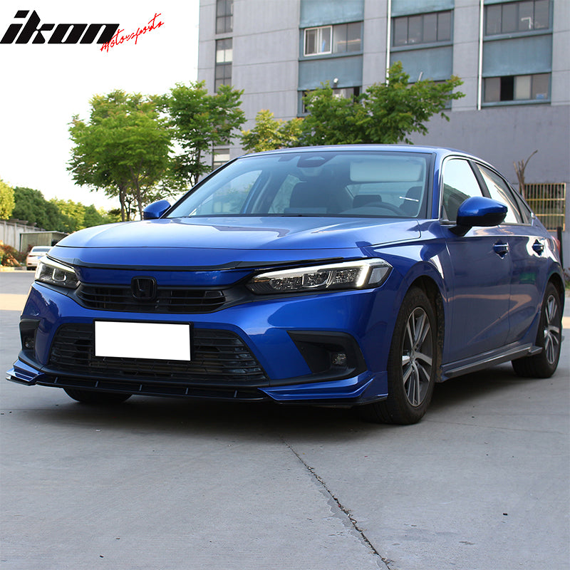 Fits 22-26 Honda Civic MD Style 3PCS Hood Bonnet Grille Trim Kit ABS Gloss Black