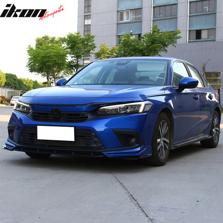 Fits 22-26 Honda Civic MD Style 3PCS Hood Bonnet Grille Trim Kit ABS Gloss Black