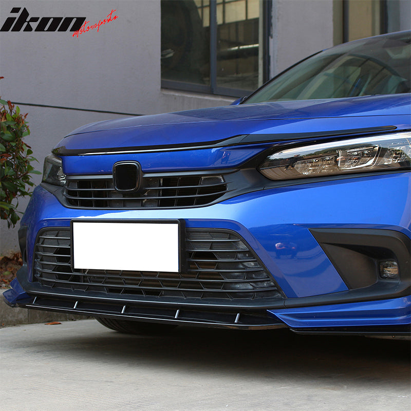 Fits 22-26 Honda Civic MD Style 3PCS Hood Bonnet Grille Trim Kit ABS Gloss Black