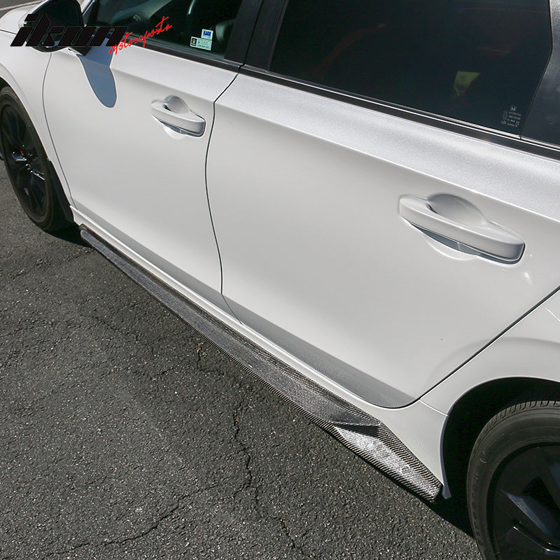 Fits 22-26 Honda Civic HPD Style Carbon Fiber Side Skirts Extensions Panel