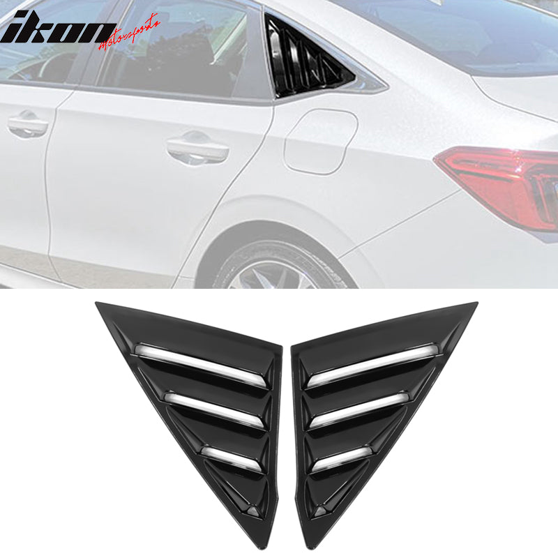Fits 22-26 Honda Civic 11th Gen Sedan PC 2PCS Rear Window Louver Scoops