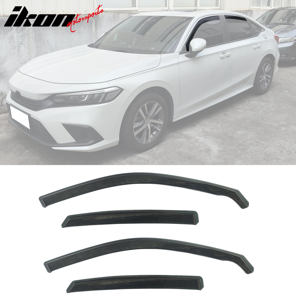 2022-2026 Honda Civic Sedan Window Visor Black In-Channel Deflectors