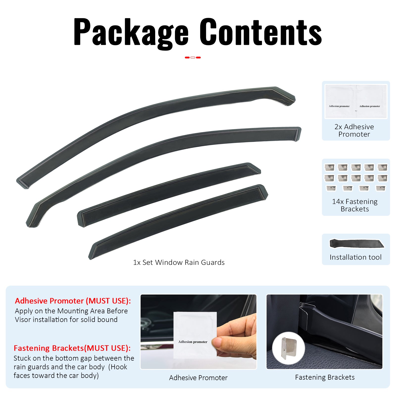 Fits 22-26 Honda Civic Sedan Window Visors Injection PC In-Channel Deflectors