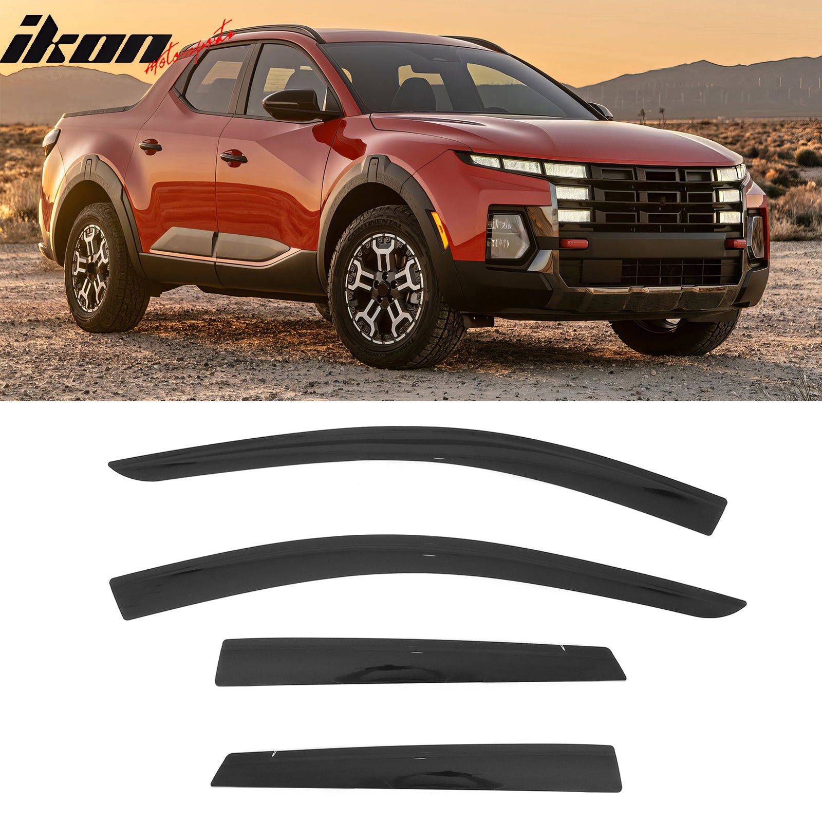 IKON MOTORSPORTS Tape on Low Profile Window Visors, Compatible