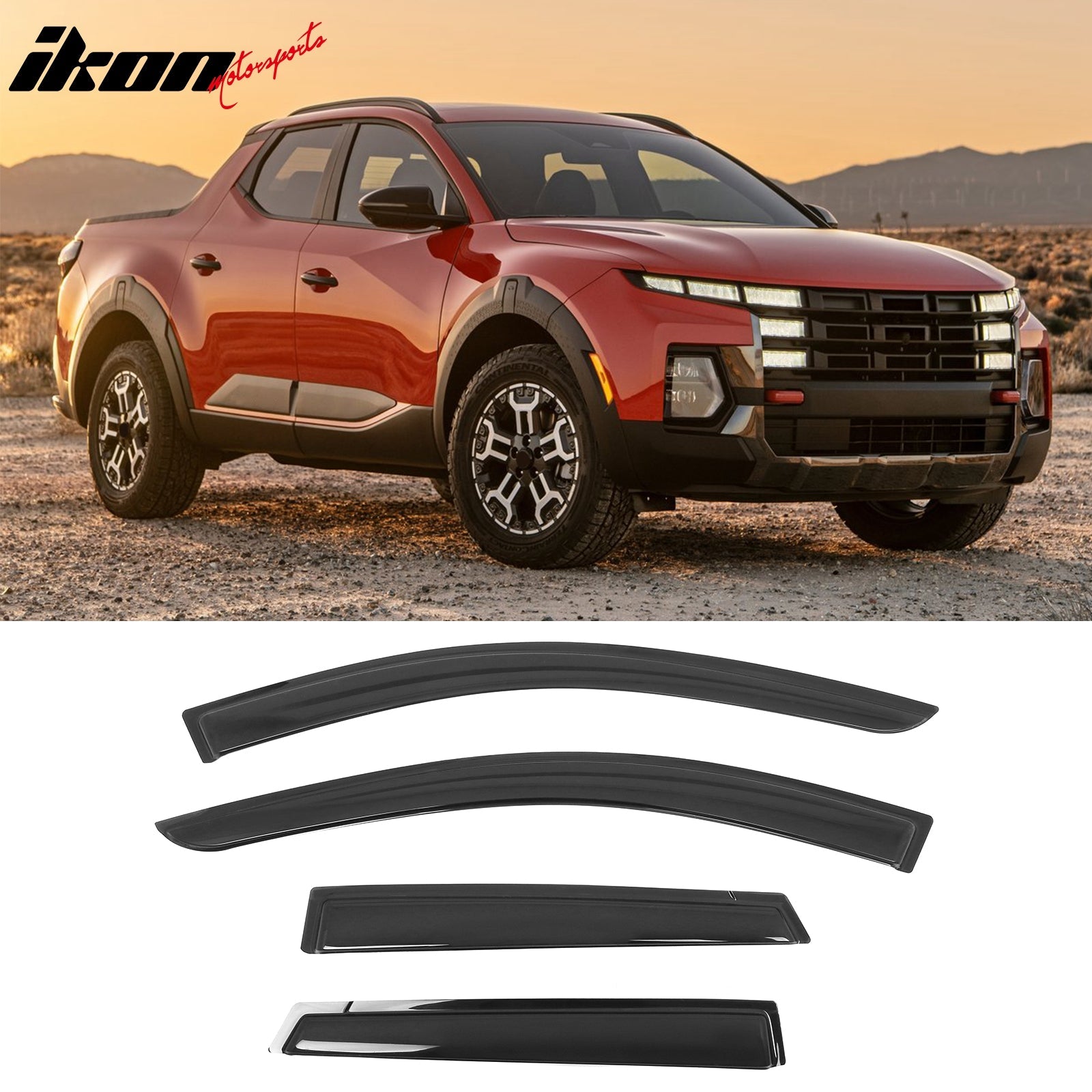 Beat The Weather With Wellvisors Smoke Rain Guards For 2022+ Hyundai Santa Cruz - Complete Set