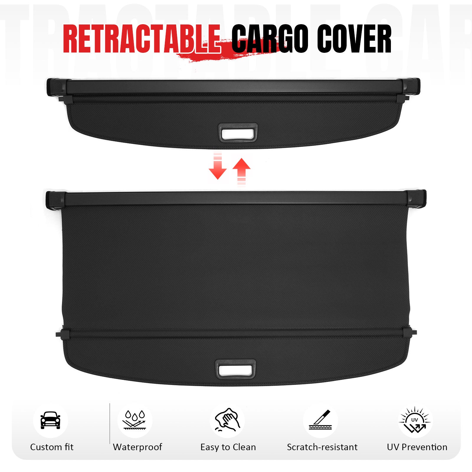Fits 22-25 INFINITI QX55 Retractable Rear Trunk Cargo Cover Carbon Fiber Texture