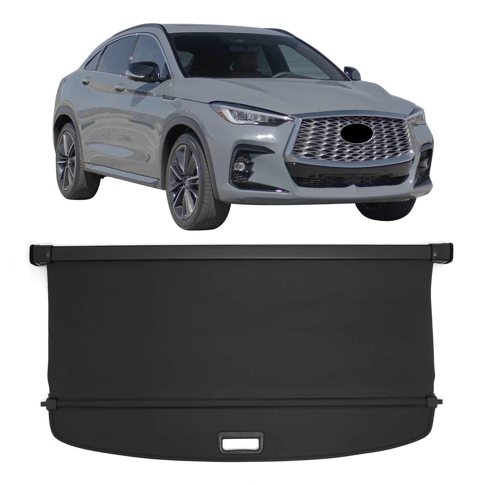 Fits 22-25 INFINITI QX55 Carbon Fiber Texture Cargo Cover + Backrest + Trunk Mat