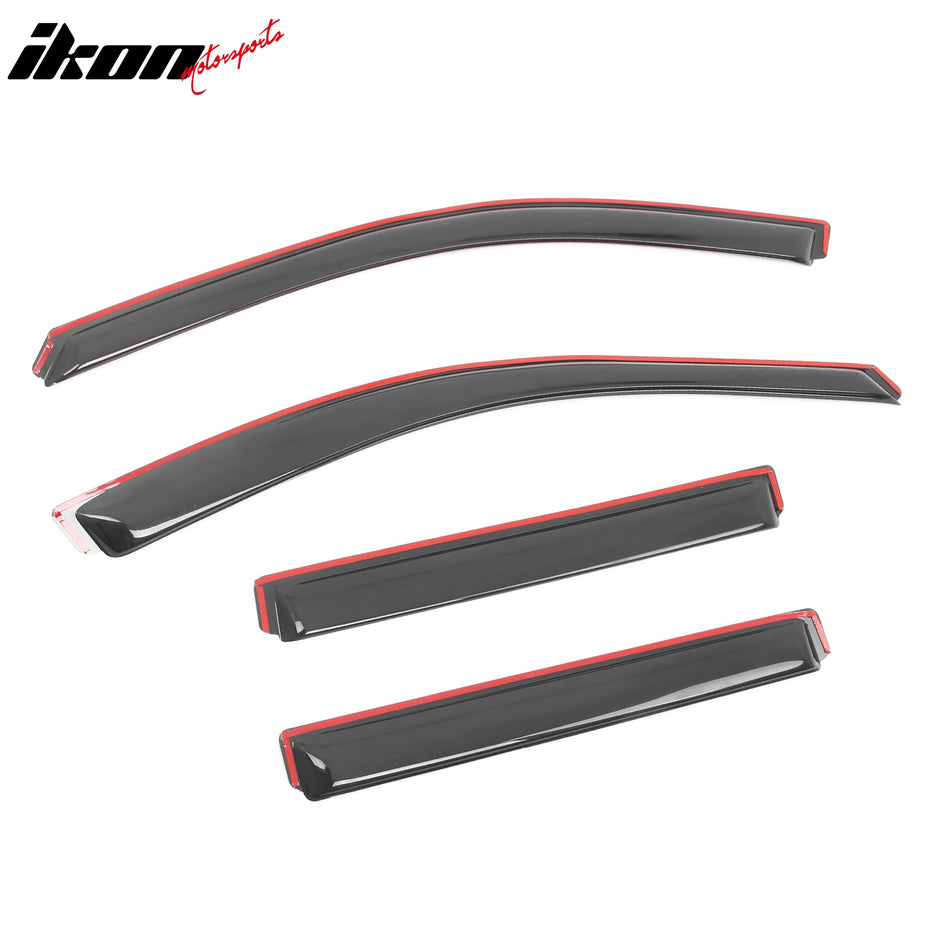 IKON MOTORSPORTS In Channel Window Visors Compatible with 2022-2025 Jeep Grand Cherokee, Slim Style Acrylic Smoke Rain Guards, Side Window Wind Deflectors 4PCS