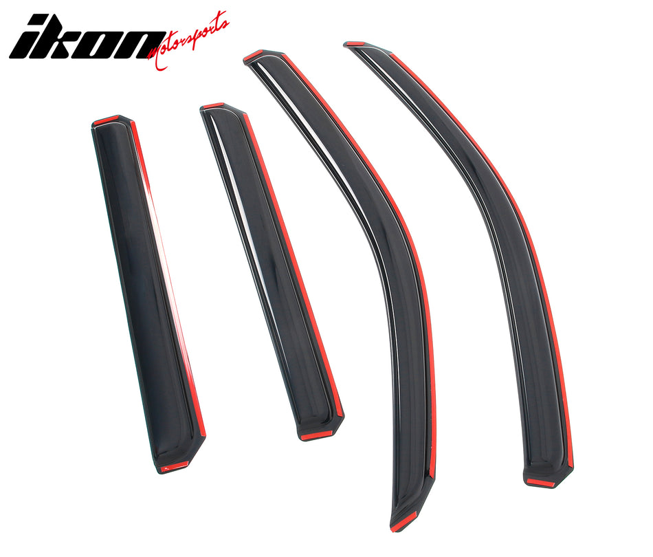 IKON MOTORSPORTS In Channel Window Visors Compatible with 2022-2026 Nissan Frontier Crew Cab, Slim Style Acrylic Smoke Rain Guards, Side Window Wind Deflectors 4PCS