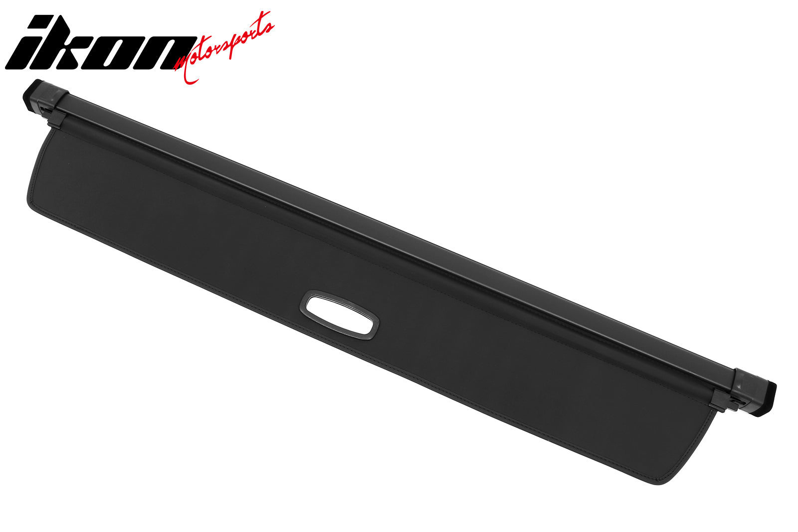 IKON MOTORSPORTS, Rear Cargo Cover Compatible With 2022-2025 Rivian R1S, Retractable Rear Trunk Security Cargo Cover Luggage Shade Black Canvas