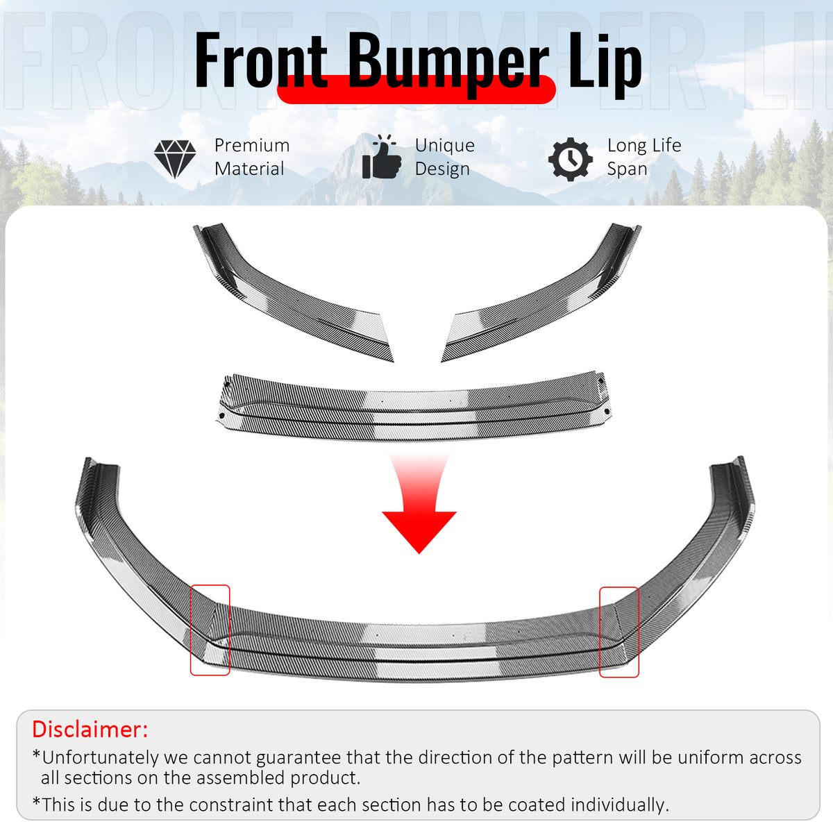Fits 22-25 Subaru BRZ IKV2 Front Bumper Lip Chin Splitter Carbon Fiber Print PP