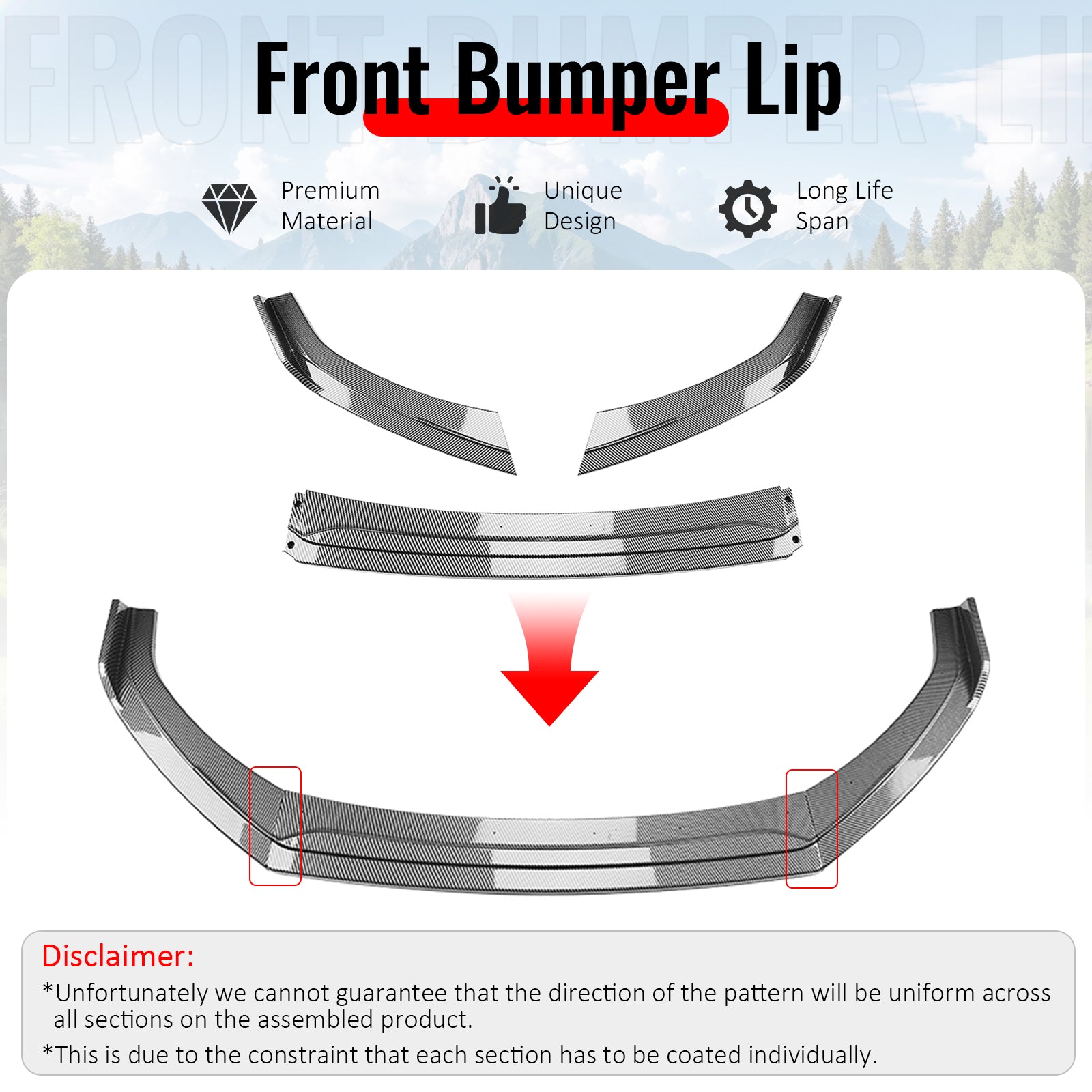 Fits 22-25 Subaru BRZ IKV2 Front Bumper Lip Chin Splitter Carbon Fiber Print PP
