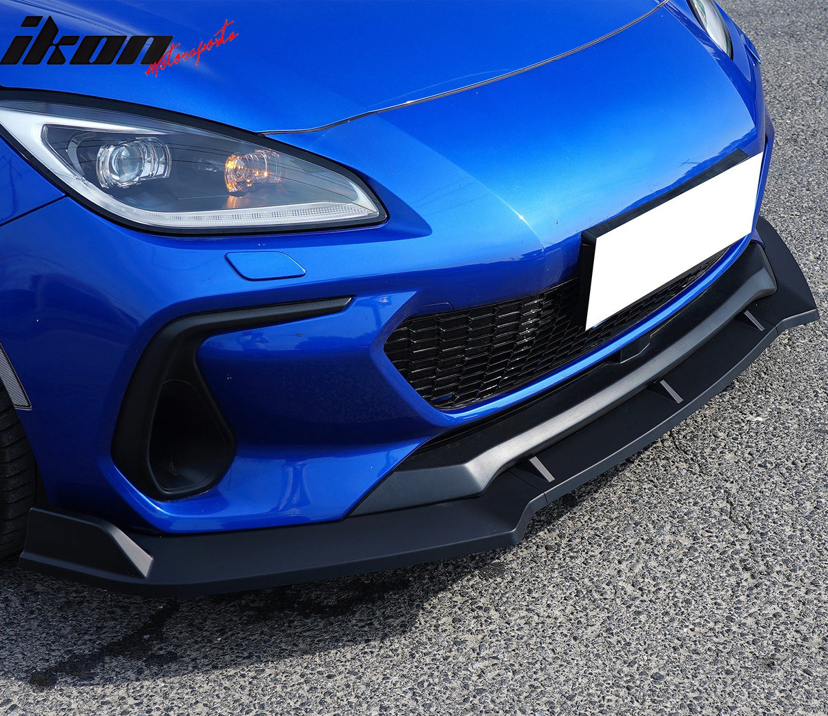 IKON MOTORSPORTS Front Bumper Lip, Compatible with 2022-2025 Subaru BRZ ZD8, JDM 2 Style Matte Black PP Polypropylene Air Dam Chin Spoiler Protector Splitter 3PCS