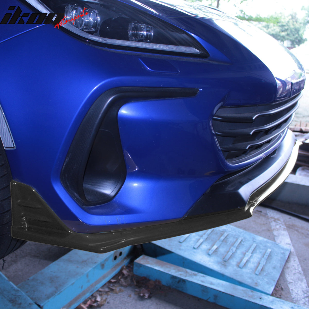 IKON MOTORSPORTS Front Bumper Lip, Compatible with 2022-2025 Subaru BRZ, STI Style Unpainted Black PP Polypropylene Air Dam Chin Spoiler Protector Splitter 3PC