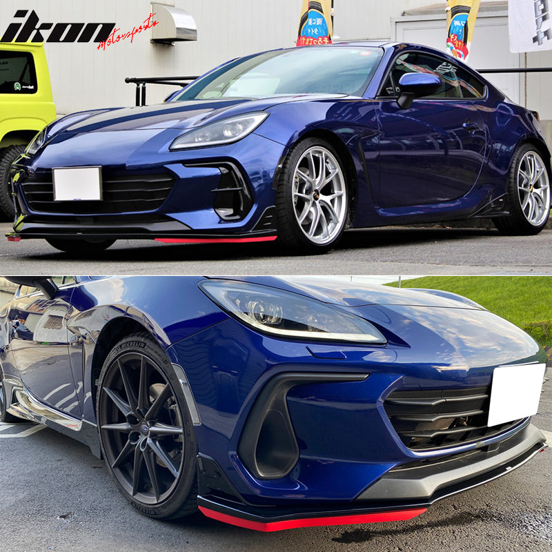 Fits 22-25 Subaru BRZ STI Style Red Front Bumper Lip Splitter