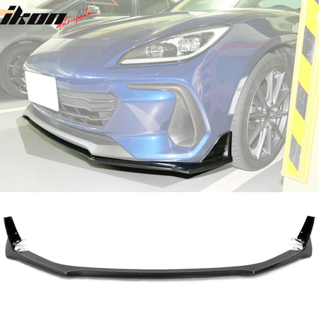 IKON MOTORSPORTS, Front Bumper Lip + Lip Protector Compatible With 2022-2025 Subaru BRZ  Coupe 2-Door, STI Style ABS Unpainted Black Front Lip Spoiler & EPDM Lip Covers