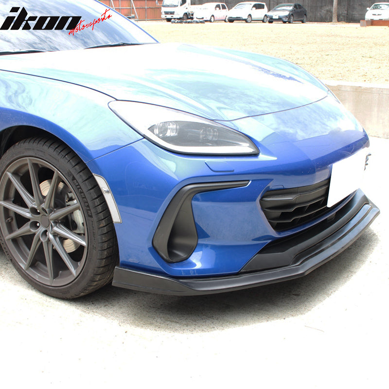 IKON MOTORSPORTS, Front Bumper Lip Compatible With 2022-2025 Subaru BRZ Coupe 2-Door, CSIK Style Unpainted Black PU Lower Bumper Spoiler Air Dam Chin Splitter