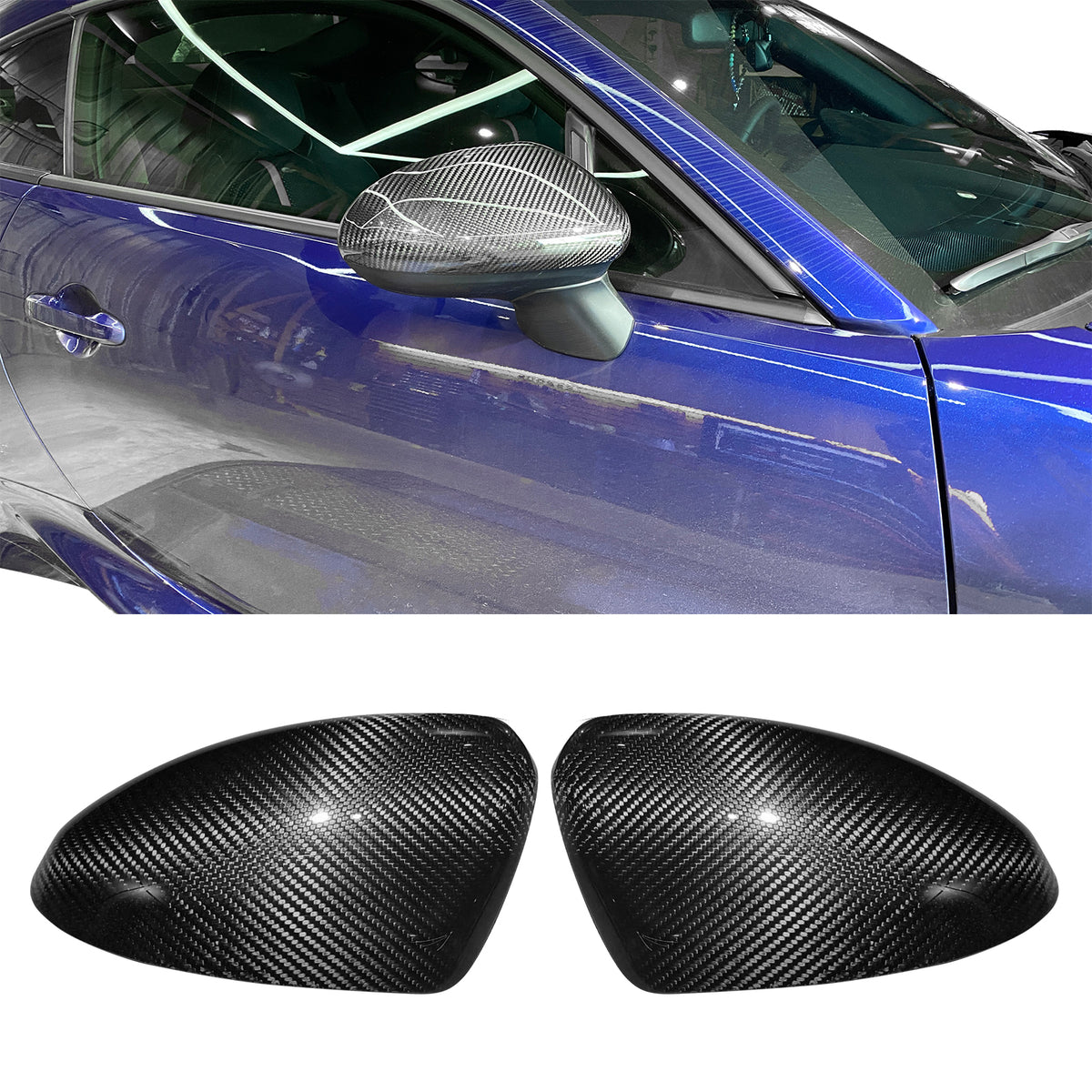IKON MOTORSPORTS, Mirror Cover Compatible With 2022-2026 Subaru BRZ & Toyota GR86, Real Carbon Fiber Side Mirror Covers Cap 2PCS Set