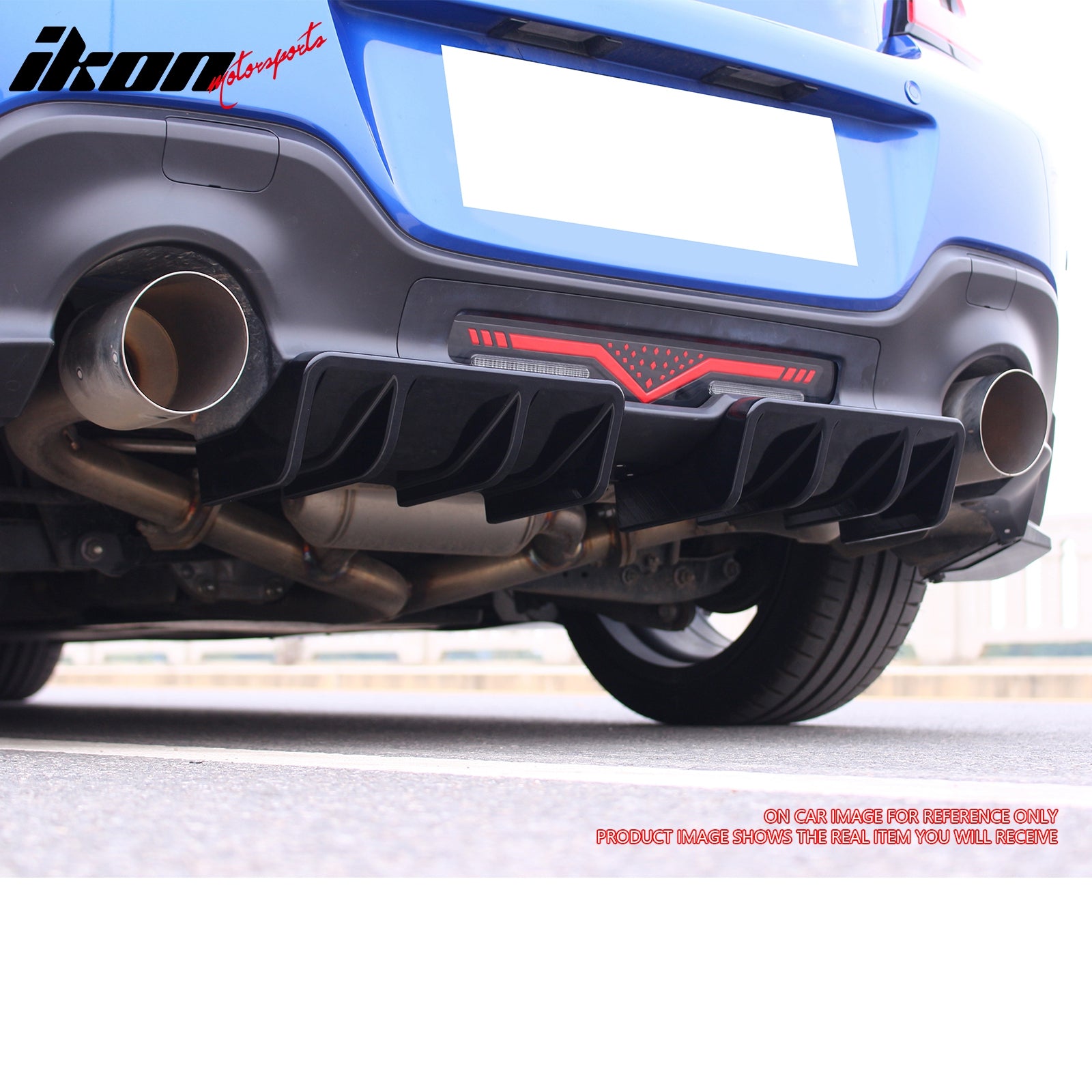 IKON MOTORSPORTS Rear Diffuser, Compatible with 2022-2026 Subaru BRZ & Toyota GR86, JDM Style Matte Black PP Polypropylene Shark Fin Rear Bumper Valance Spoiler, Air Dam Chin Splitter Molding 2PCS